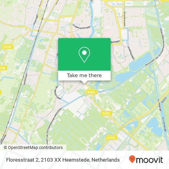 Floresstraat 2, 2103 XX Heemstede kaart