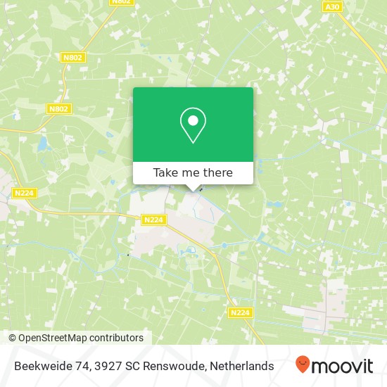 Beekweide 74, 3927 SC Renswoude kaart