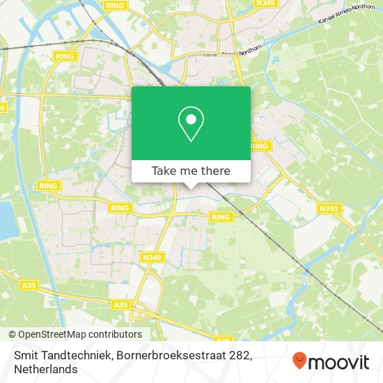 Smit Tandtechniek, Bornerbroeksestraat 282 kaart