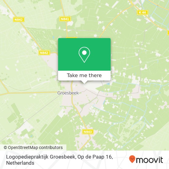 Logopediepraktijk Groesbeek, Op de Paap 16 kaart