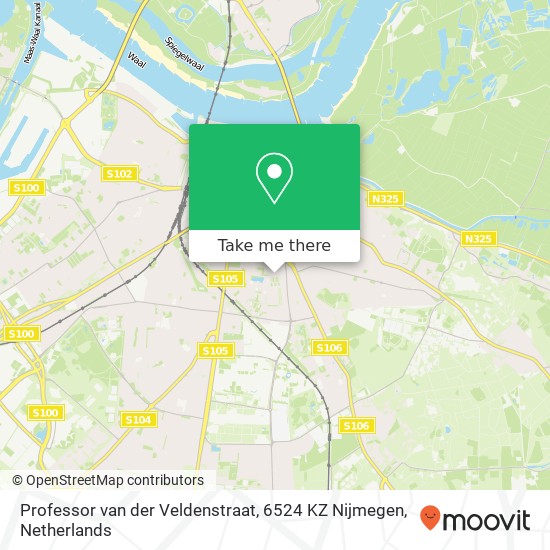 Professor van der Veldenstraat, 6524 KZ Nijmegen kaart