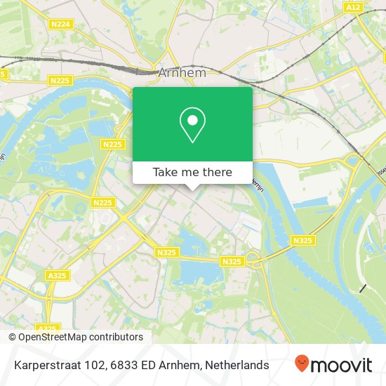 Karperstraat 102, 6833 ED Arnhem kaart