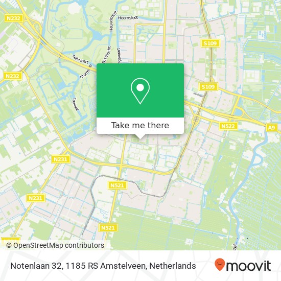 Notenlaan 32, 1185 RS Amstelveen kaart