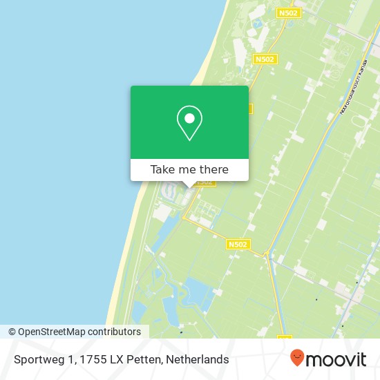 Sportweg 1, 1755 LX Petten kaart