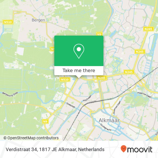 Verdistraat 34, 1817 JE Alkmaar kaart