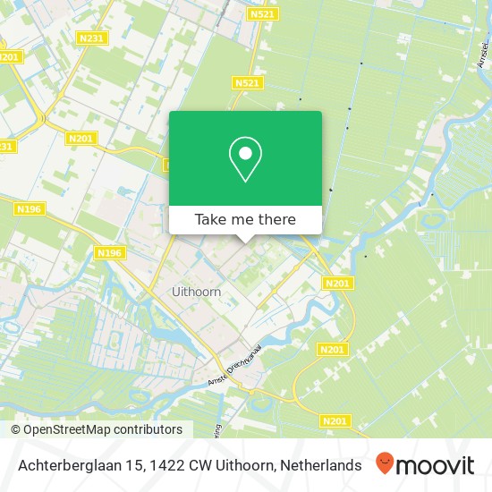 Achterberglaan 15, 1422 CW Uithoorn kaart