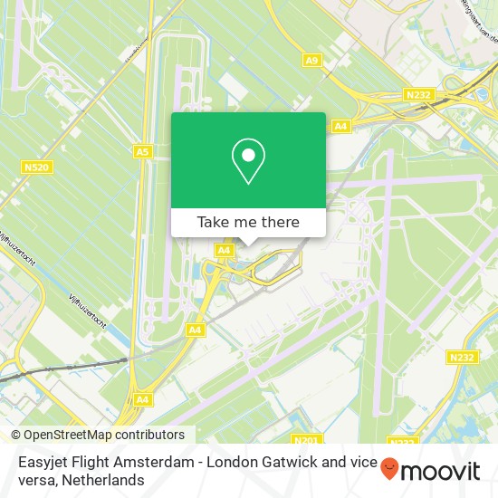 Easyjet Flight Amsterdam - London Gatwick and vice versa kaart