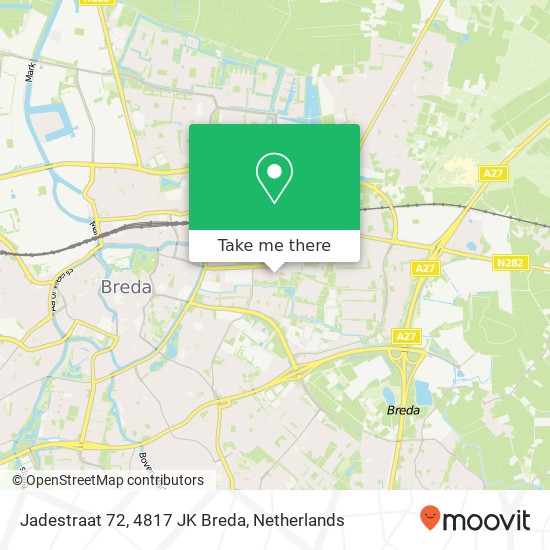 Jadestraat 72, 4817 JK Breda kaart