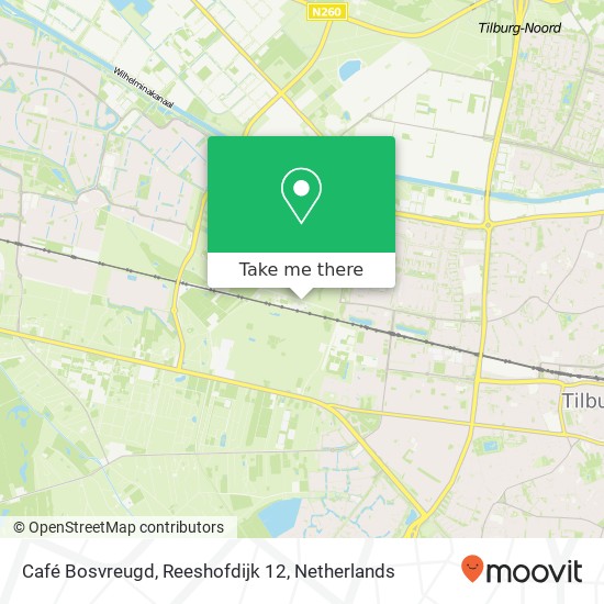 Café Bosvreugd, Reeshofdijk 12 kaart