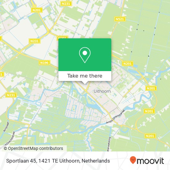 Sportlaan 45, 1421 TE Uithoorn kaart