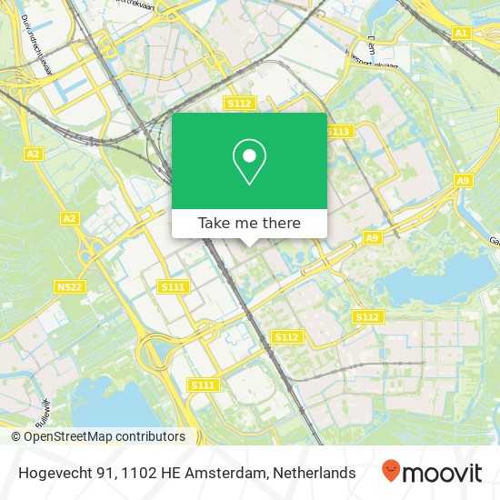 Hogevecht 91, 1102 HE Amsterdam kaart