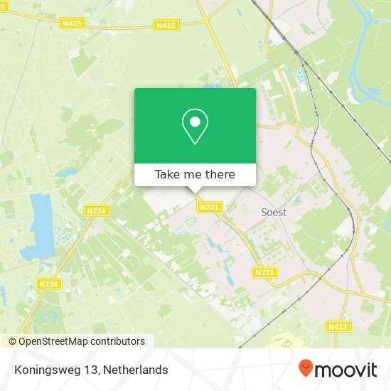 Koningsweg 13, 3762 EA Soest kaart