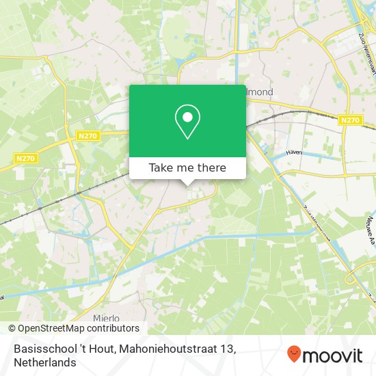 Basisschool 't Hout, Mahoniehoutstraat 13 kaart