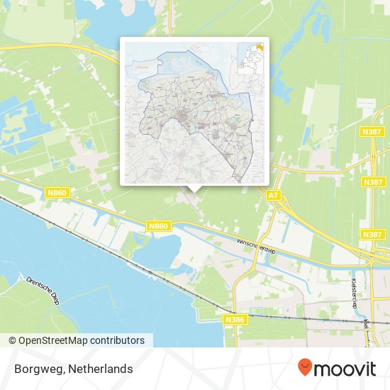 Borgweg kaart