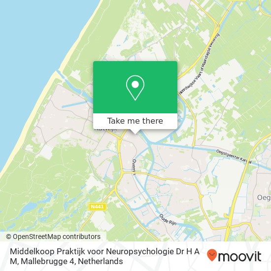 Middelkoop Praktijk voor Neuropsychologie Dr H A M, Mallebrugge 4 kaart