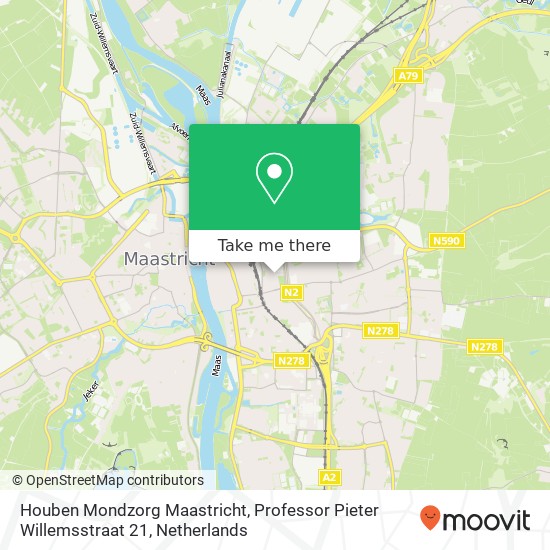 Houben Mondzorg Maastricht, Professor Pieter Willemsstraat 21 kaart