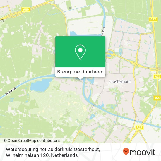 Waterscouting het Zuiderkruis Oosterhout, Wilhelminalaan 120 kaart