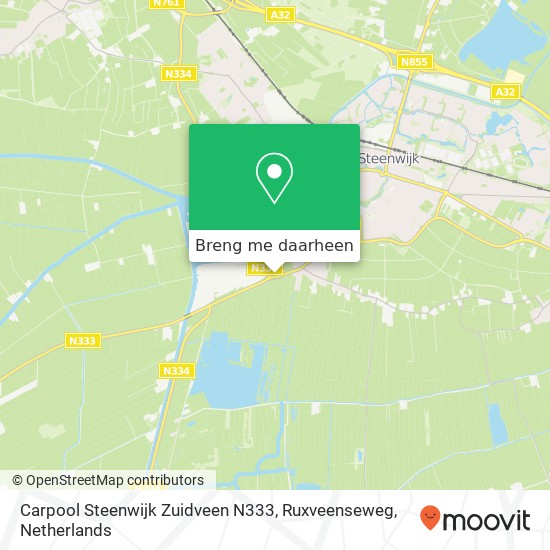 Carpool Steenwijk Zuidveen N333, Ruxveenseweg kaart