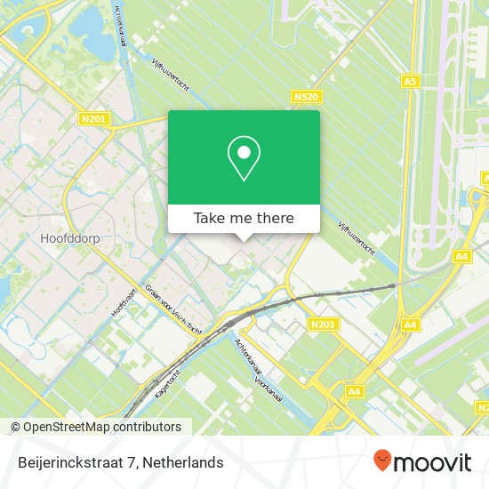 Beijerinckstraat 7, 2132 SV Hoofddorp kaart