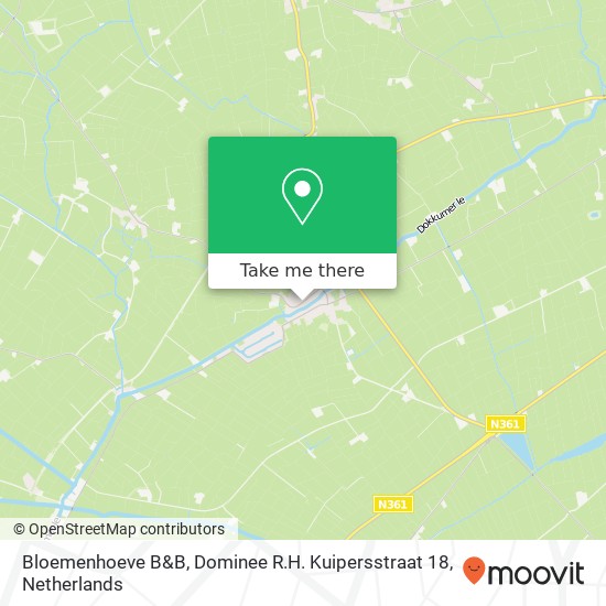 Bloemenhoeve B&B, Dominee R.H. Kuipersstraat 18 kaart