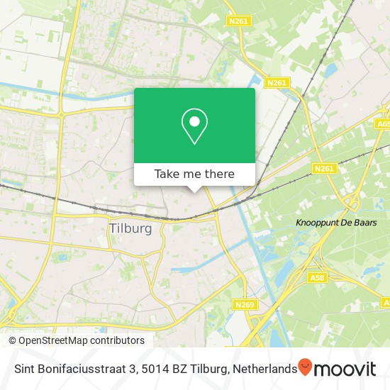 Sint Bonifaciusstraat 3, 5014 BZ Tilburg kaart