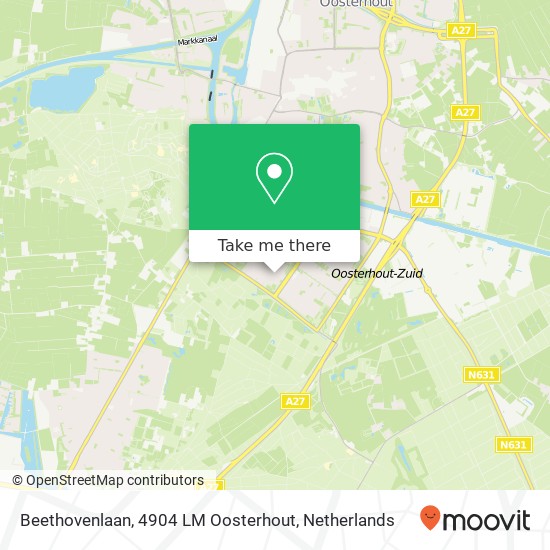 Beethovenlaan, 4904 LM Oosterhout kaart