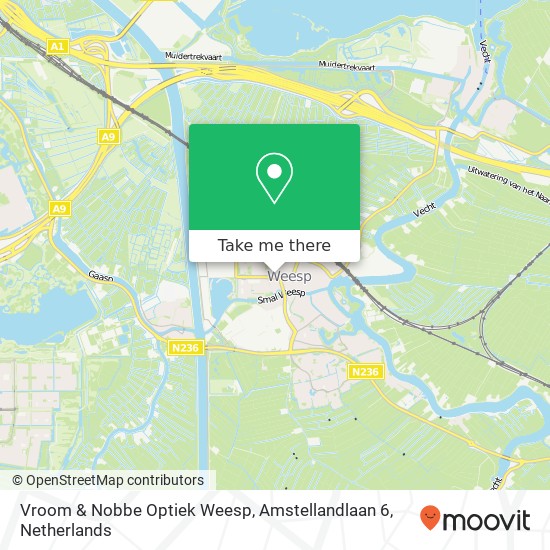 Vroom & Nobbe Optiek Weesp, Amstellandlaan 6 kaart