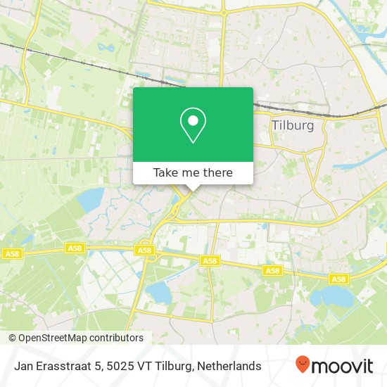 Jan Erasstraat 5, 5025 VT Tilburg kaart