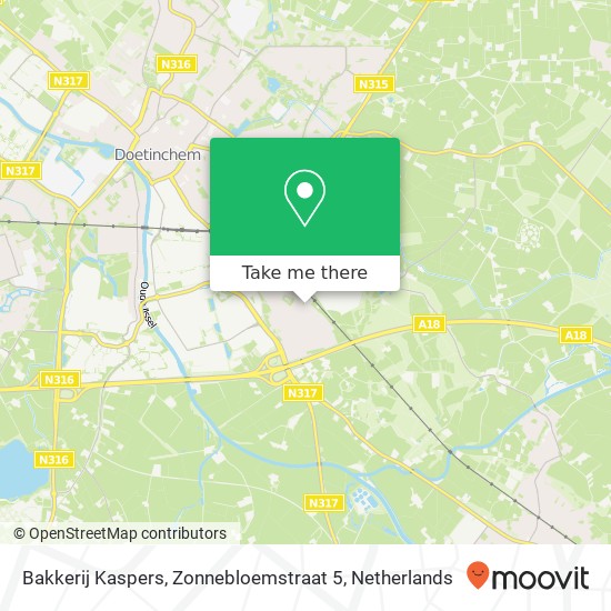 Bakkerij Kaspers, Zonnebloemstraat 5 kaart