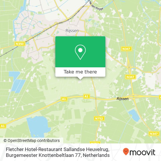 Fletcher Hotel-Restaurant Sallandse Heuvelrug, Burgemeester Knottenbeltlaan 77 kaart