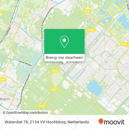 Watervliet 76, 2134 VV Hoofddorp kaart