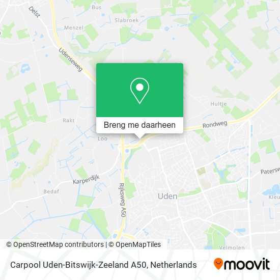 Carpool Uden-Bitswijk-Zeeland A50 kaart