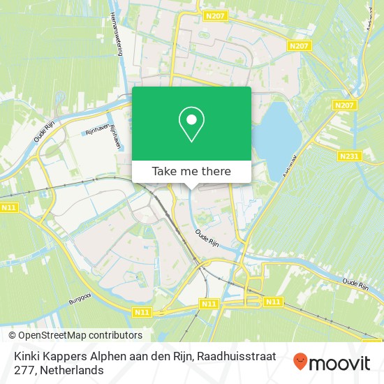 Kinki Kappers Alphen aan den Rijn, Raadhuisstraat 277 kaart