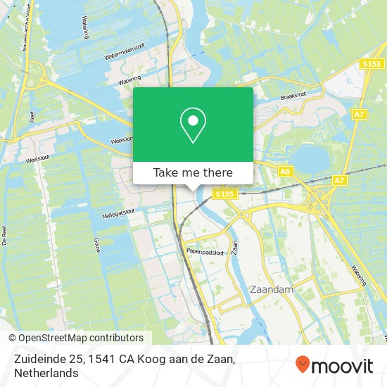 Zuideinde 25, 1541 CA Koog aan de Zaan kaart