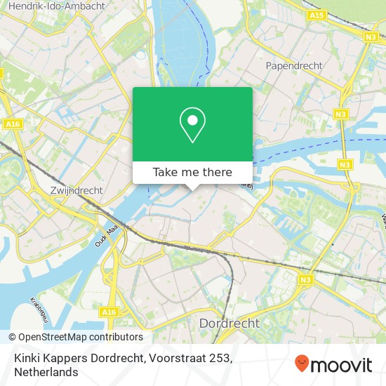 Kinki Kappers Dordrecht, Voorstraat 253 kaart