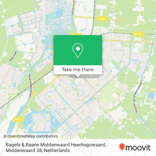 Bagels & Beans Middenwaard Heerhugowaard, Middenwaard 38 kaart