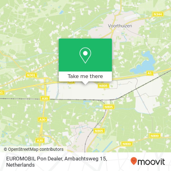 EUROMOBIL Pon Dealer, Ambachtsweg 15 kaart