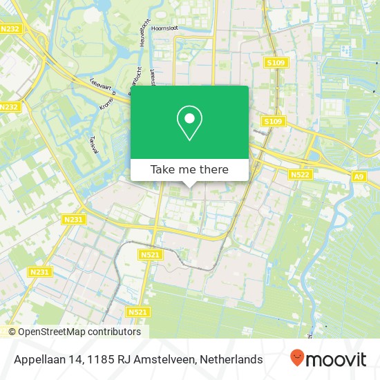 Appellaan 14, 1185 RJ Amstelveen kaart