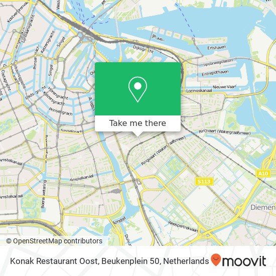 Konak Restaurant Oost, Beukenplein 50 kaart