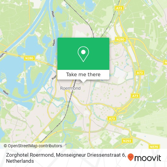 Zorghotel Roermond, Monseigneur Driessenstraat 6 kaart