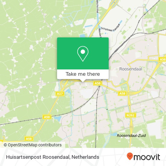 Huisartsenpost Roosendaal, Boerhaavelaan 21 kaart