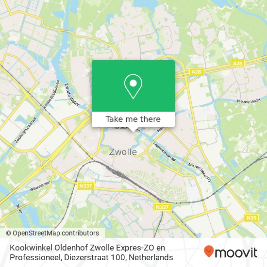 Kookwinkel Oldenhof Zwolle Expres-ZO en Professioneel, Diezerstraat 100 kaart