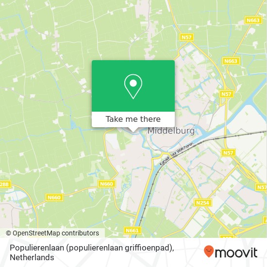 Populierenlaan (populierenlaan griffioenpad), 4334 Middelburg kaart