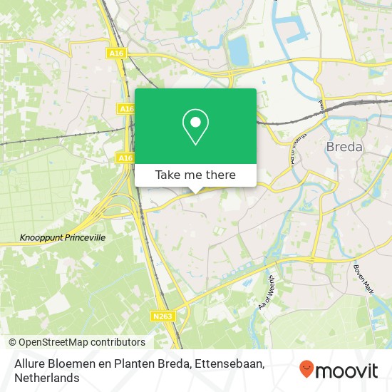 Allure Bloemen en Planten Breda, Ettensebaan kaart