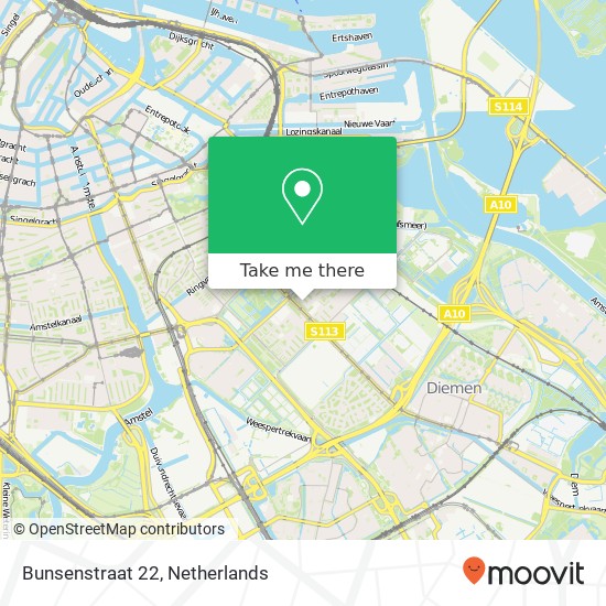 Bunsenstraat 22, 1098 RL Amsterdam kaart