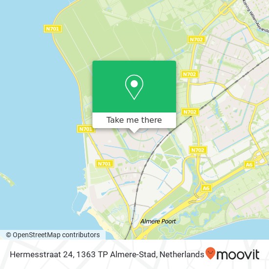 Hermesstraat 24, 1363 TP Almere-Stad kaart