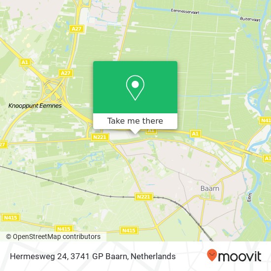 Hermesweg 24, 3741 GP Baarn kaart