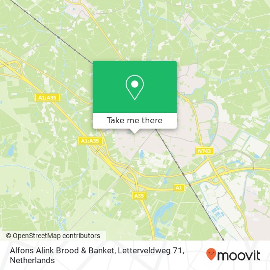 Alfons Alink Brood & Banket, Letterveldweg 71 kaart