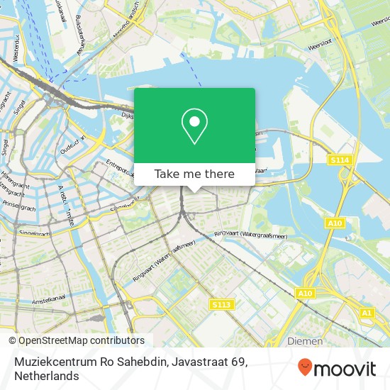 Muziekcentrum Ro Sahebdin, Javastraat 69 kaart