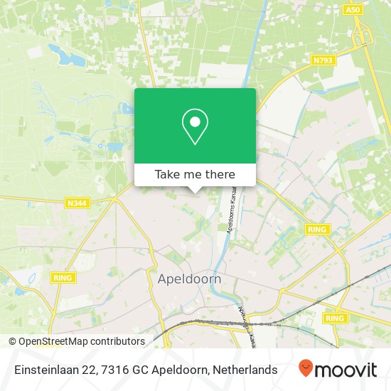 Einsteinlaan 22, 7316 GC Apeldoorn kaart